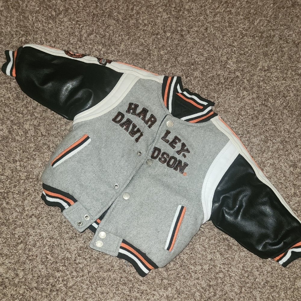 Harley-Davidson Gray and Black Jacket with Orange Accents